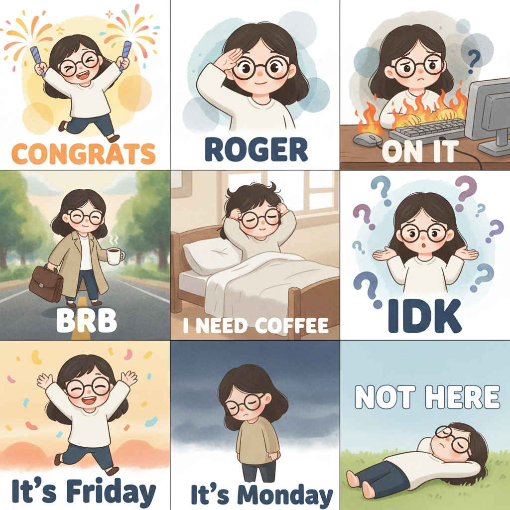 The image shows a cartoon-style illustration of a woman wearing glasses and holding a baby with a pacifier. The style is soft and child-friendly.